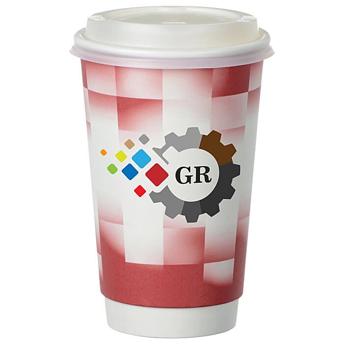 Shady Checkers Full Color Insulated Paper Cup with Lid - 16 oz