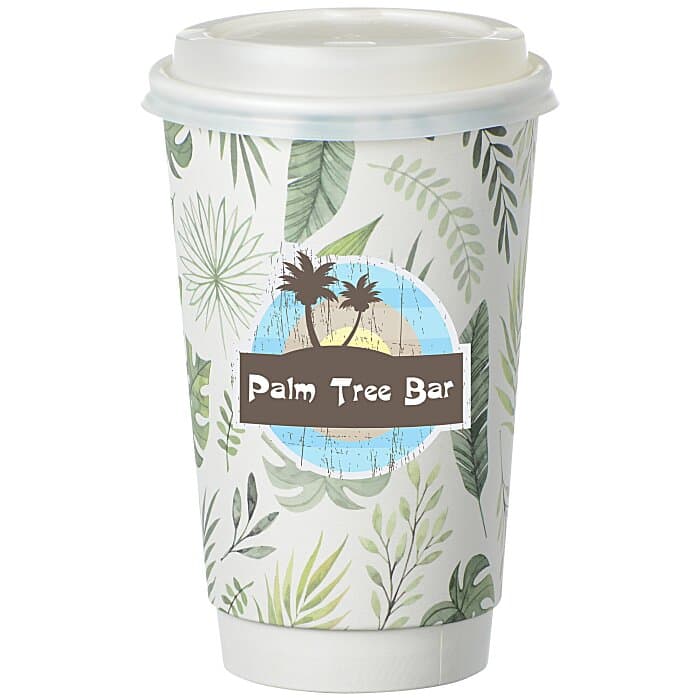 Leaf Full Color Insulated Paper Cup with Lid - 16 oz
