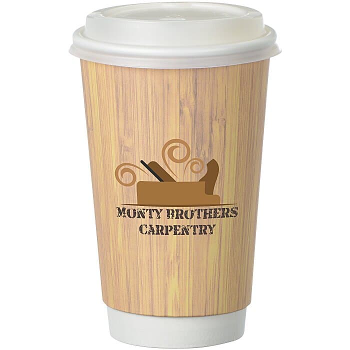 Bamboo Full Color Insulated Paper Cup with Lid - 16 oz