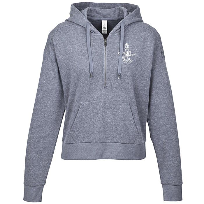 District Perfect Tri Iconic Fleece 1/2-Zip Pullover Hoodie - Ladies' - Screen