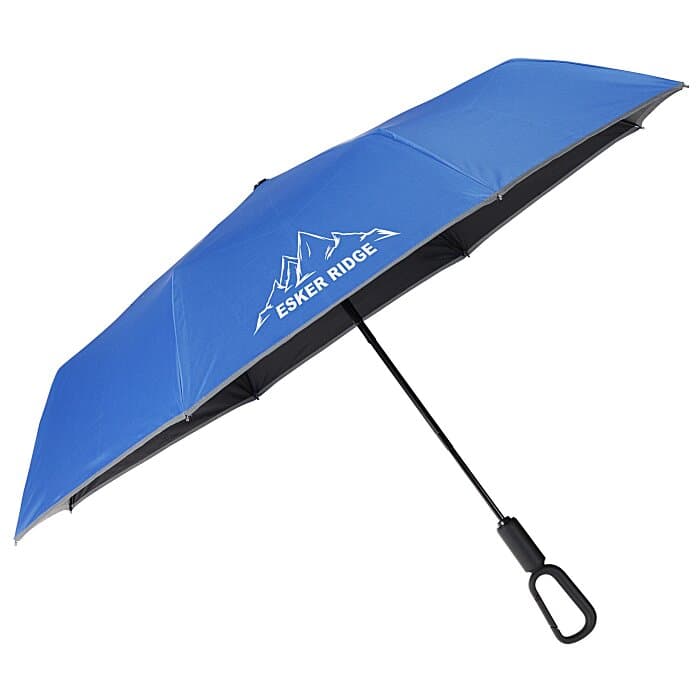 Reflective Edge Umbrella with Carabiner Handle - 46-inch Arc