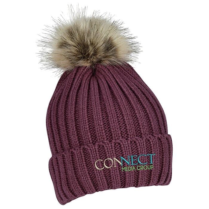 Chunky Knit Faux Fur Pom Beanie
