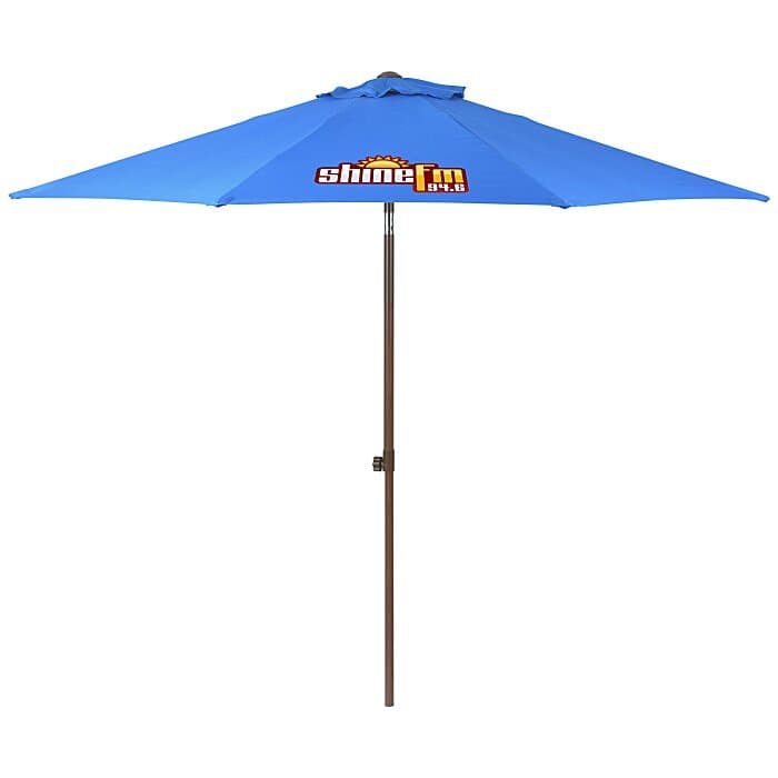Wood Look Tilting Market Umbrella - 9 foot Arc